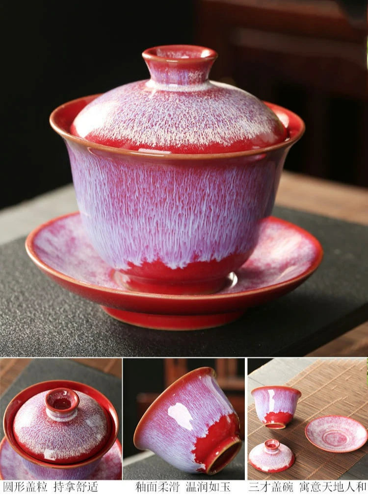 Elegante Juego de Té Kungfu Gaiwan de Cerámica Vintage | Perfecto para Ceremonia