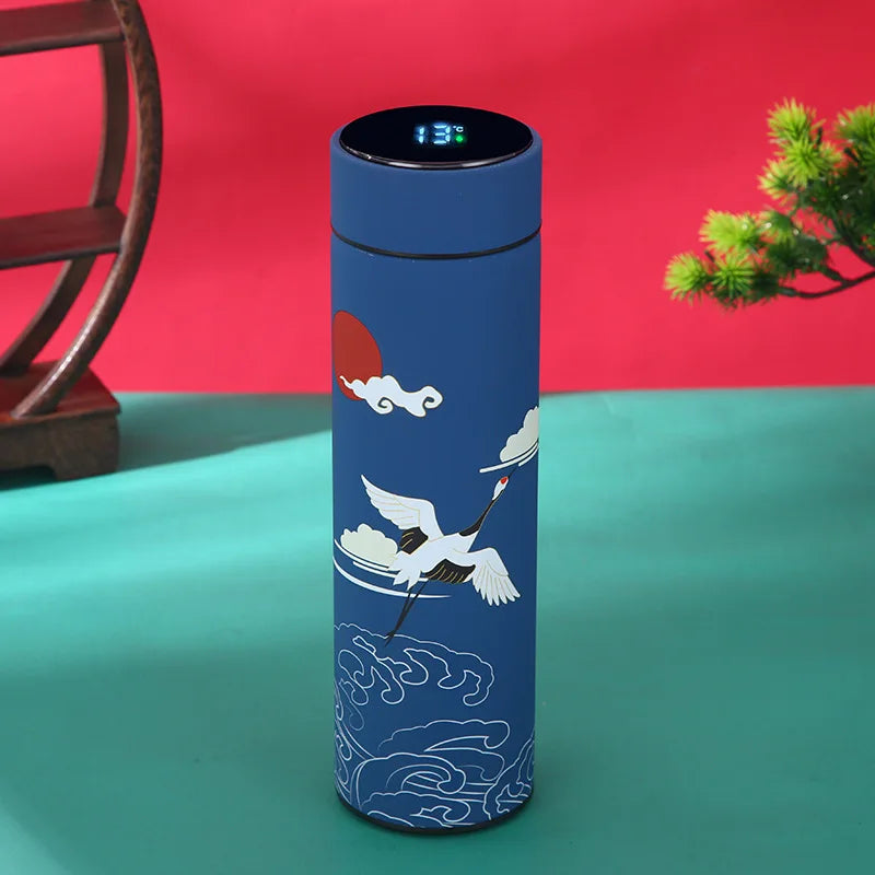 Smart Insulated Vacuum Flask with Temperature Display | Retro Design