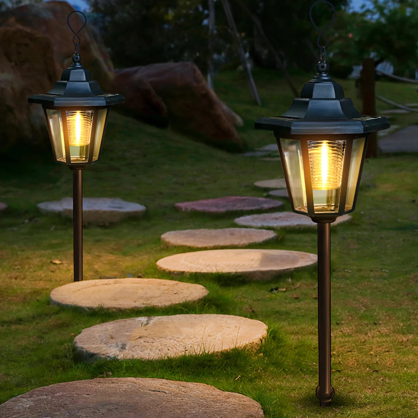 Solar Outdoor Lantern | Decorative Candle Lamp with Auto On/Off