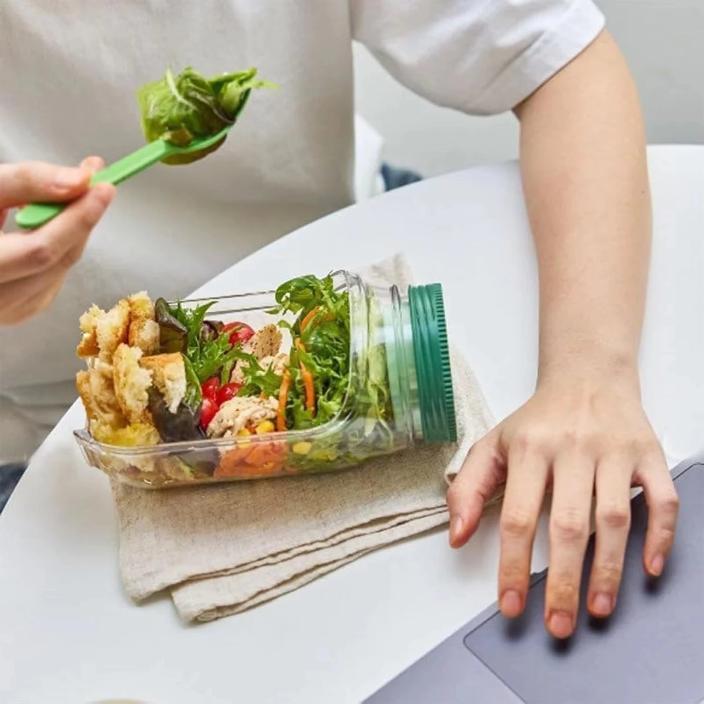Portable Plastic Salad Pod | Leak-Proof Meal Prep Container