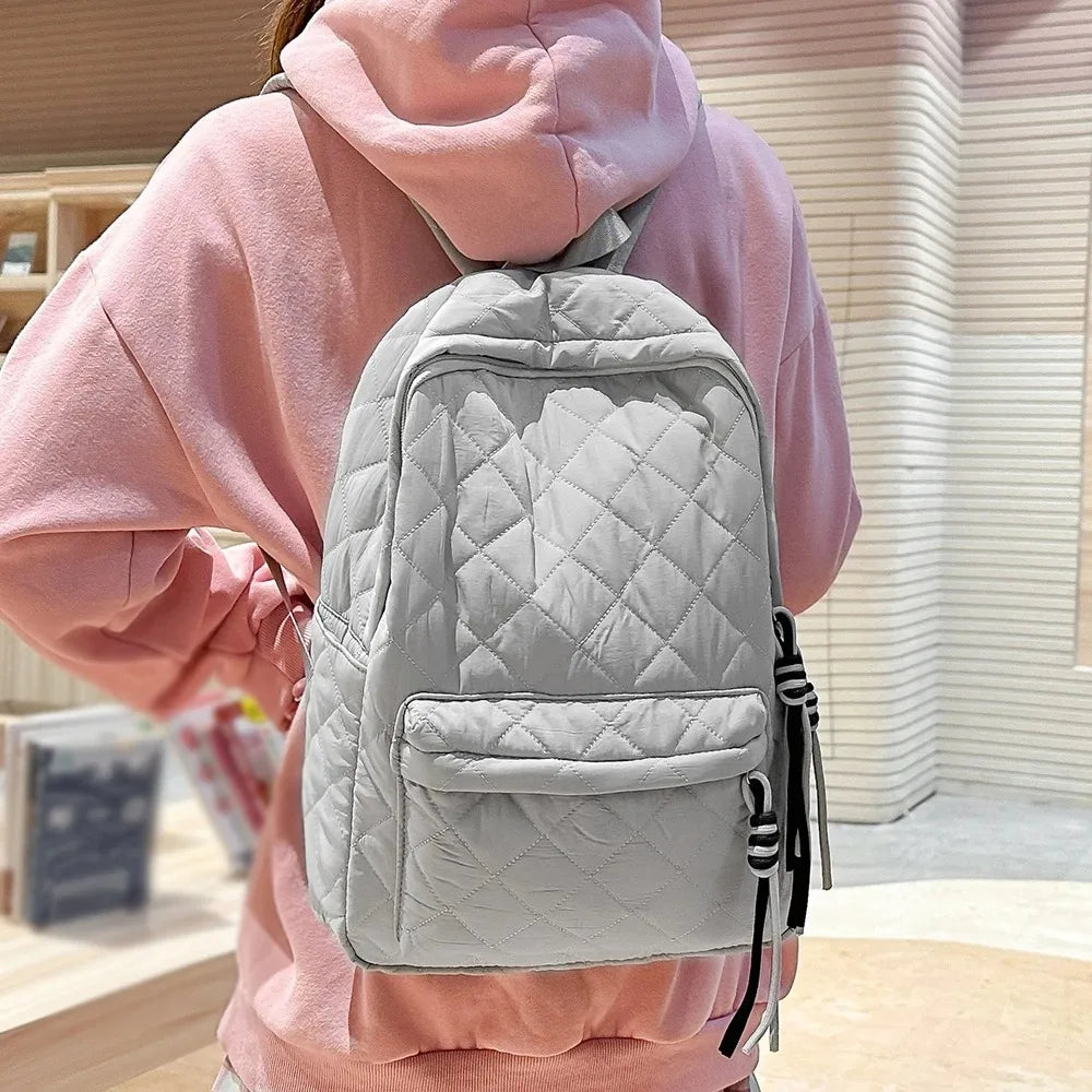 Cute Girls Quilted Backpack with Tassel Decor | Lightweight & Stylish