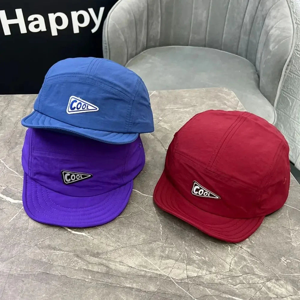 Unisex Vintage 5 Panel Embroidered Short Brim Cap | Quick Dry Hat