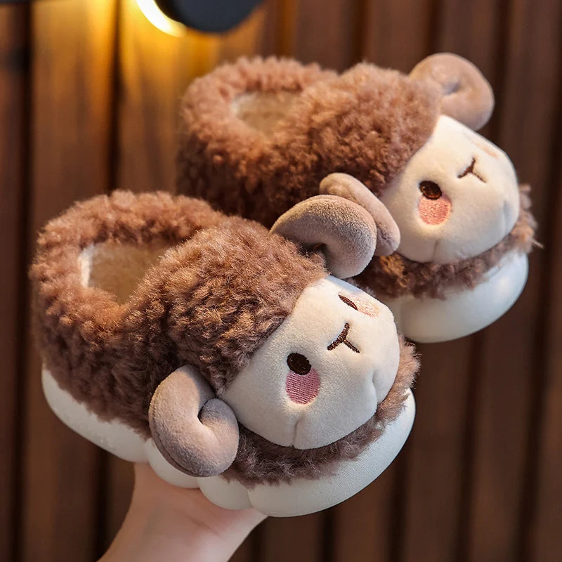 Lovely Fluffy Lamb Plush Slippers | Cute Warm Indoor Slides