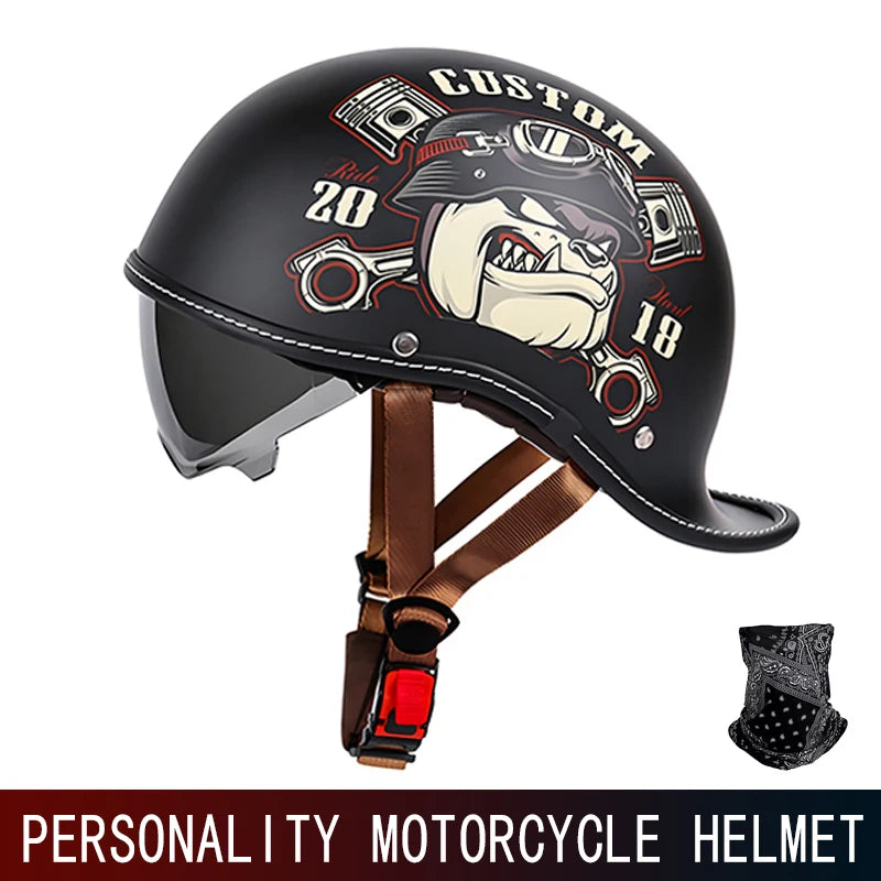 Casco de moto tipo media calota retro unisex | Elegante y seguro