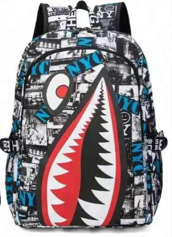 Cartoon Shark Print Backpack | Perfect for Primary School Students
