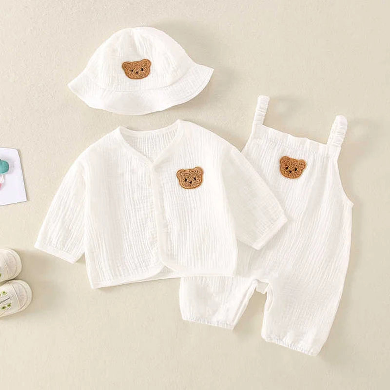 3Pcs Muslin Baby Jumpsuit Set | Stylish Summer Outfit for Kids