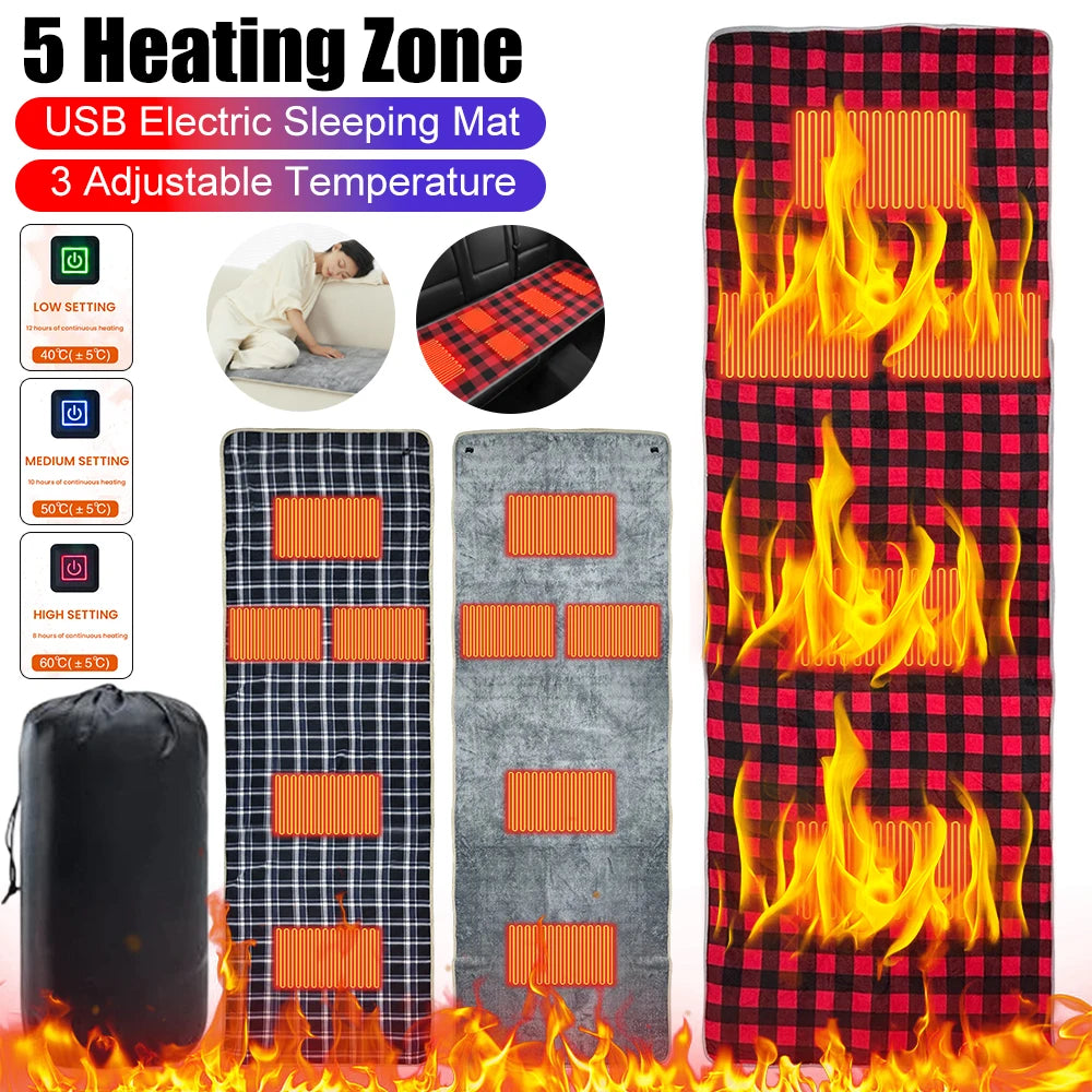 5 Zone USB Heated Sleeping Mat | Warmth for Outdoor Adventures