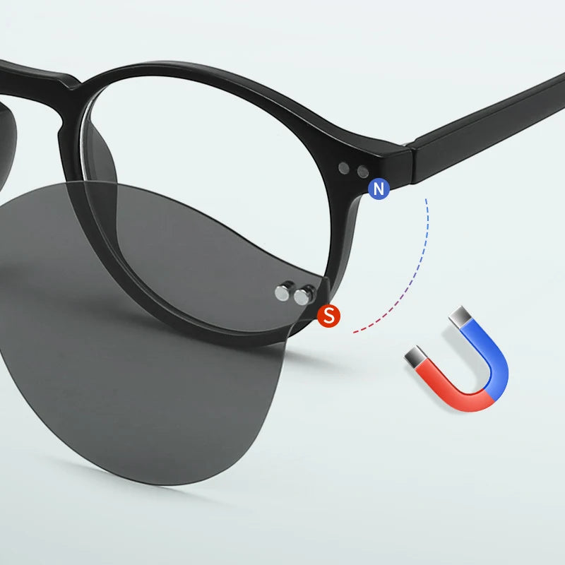 Custom Myopia Glasses with Polarized Clips | Stylish Vision Solution