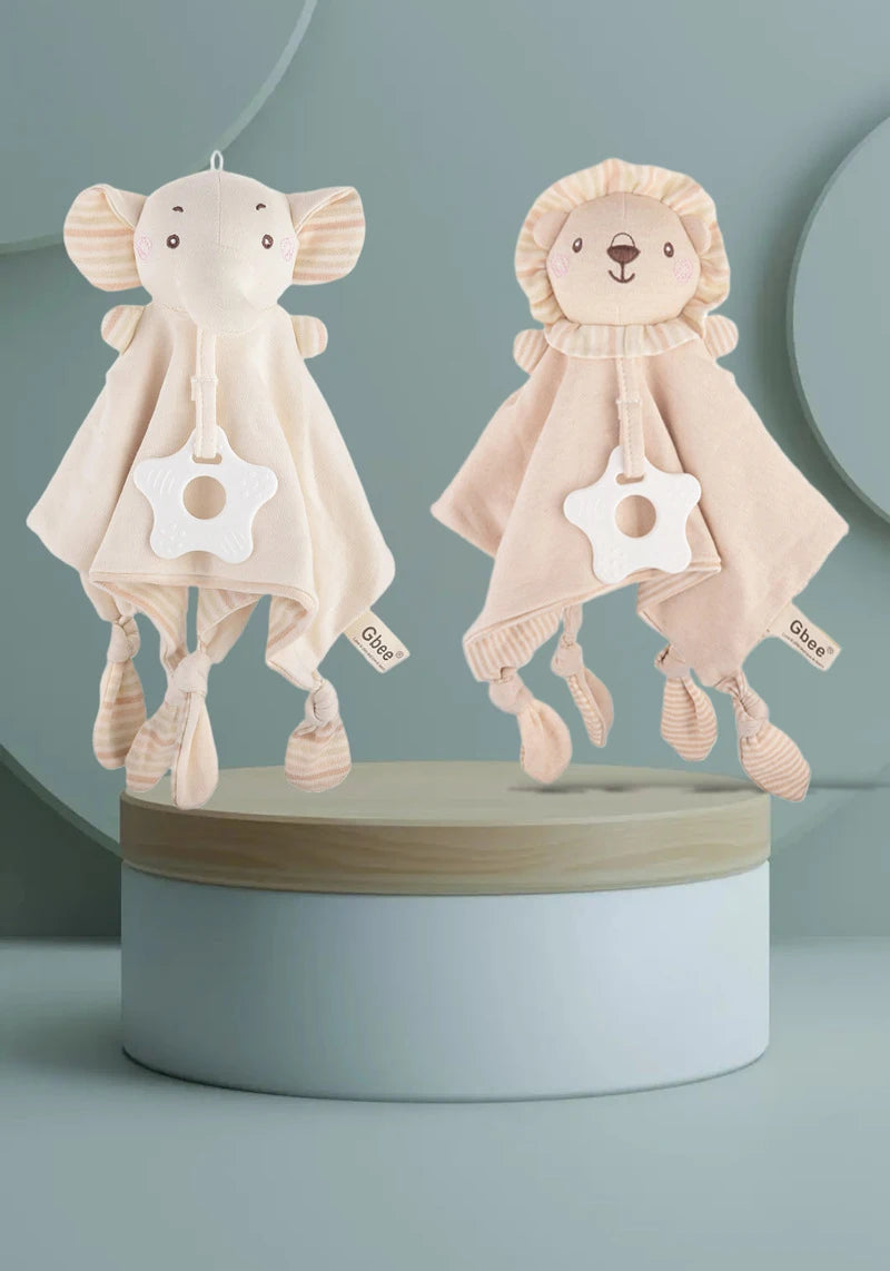 Cute Elephant Plush Teether Rattle for Newborns | Soft Blanket Toy