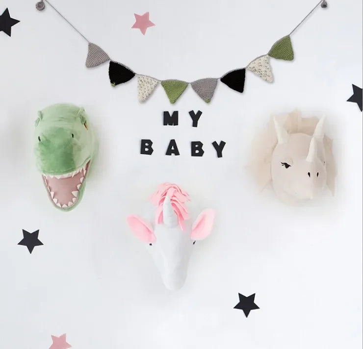 Animal Head Wall Decor | Cute Plush Animal Hanging Mounts for Kids