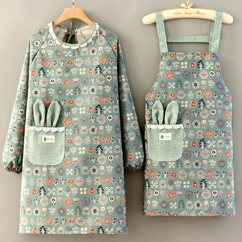 Flower Printed Kitchen Apron | Stylish Cooking Smock for Home