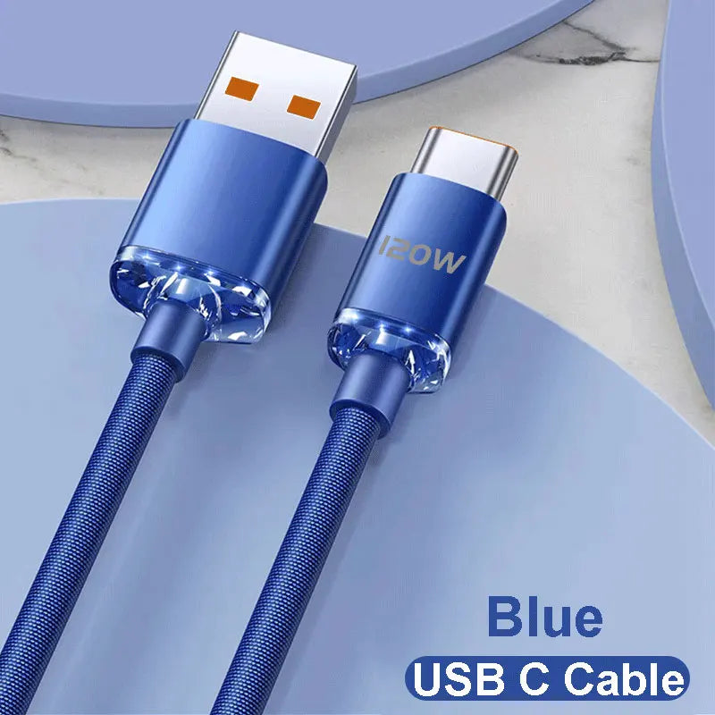120W Fast Charging USB Cable for iPhone & Android Devices