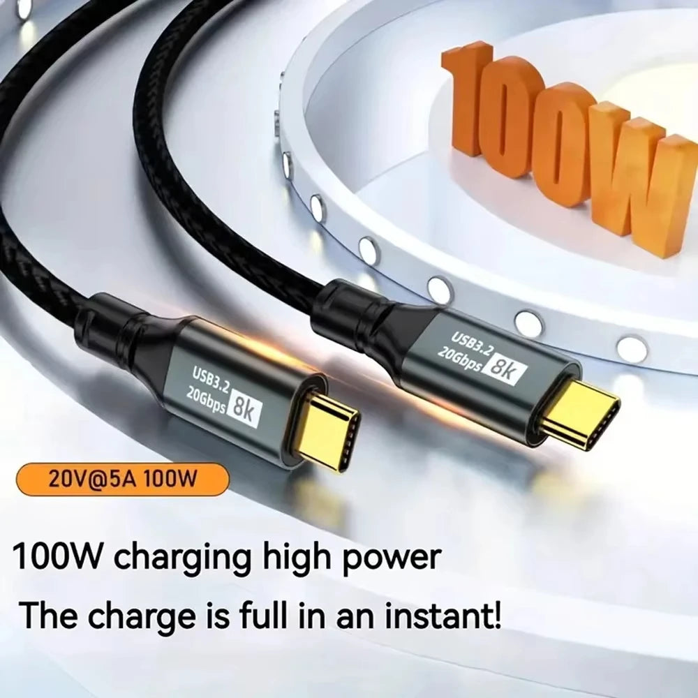 USB 3.2 Gen2 USB C To Type C Charger Cable | 100W 8K 60Hz Support