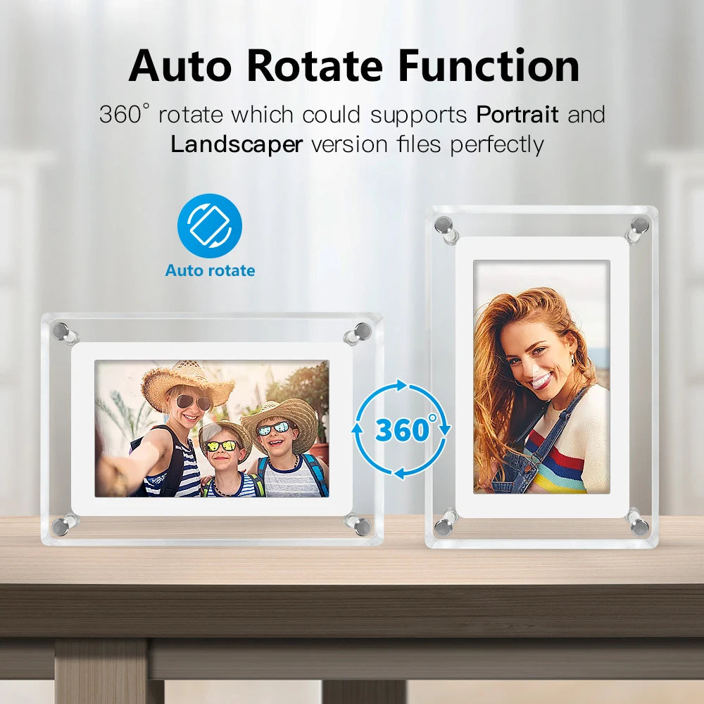 5-Inch Acrylic Digital Photo Frame | USB Charging & Video Playback