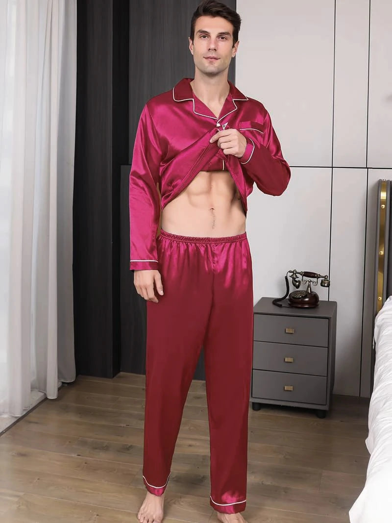 Men's Satin Pajama Set | Comfortable Summer Sleepwear for Men
