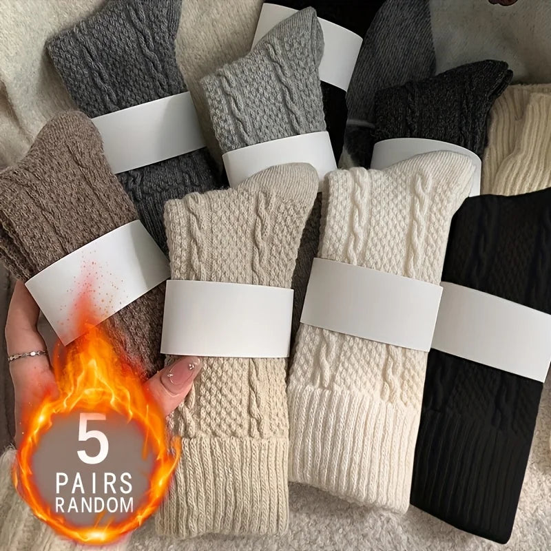 Cozy Thick Over-the-Knee Socks | 5-Pair Set for Autumn Warmth