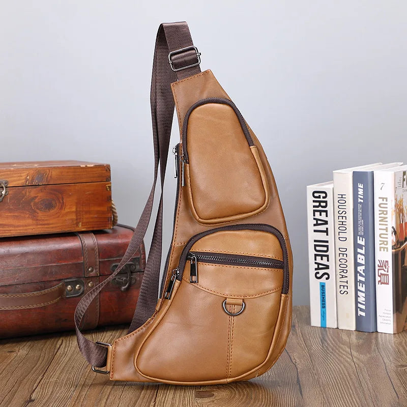 Men's Vintage Leather Sling Bag | Stylish Crossbody Outdoor Bag