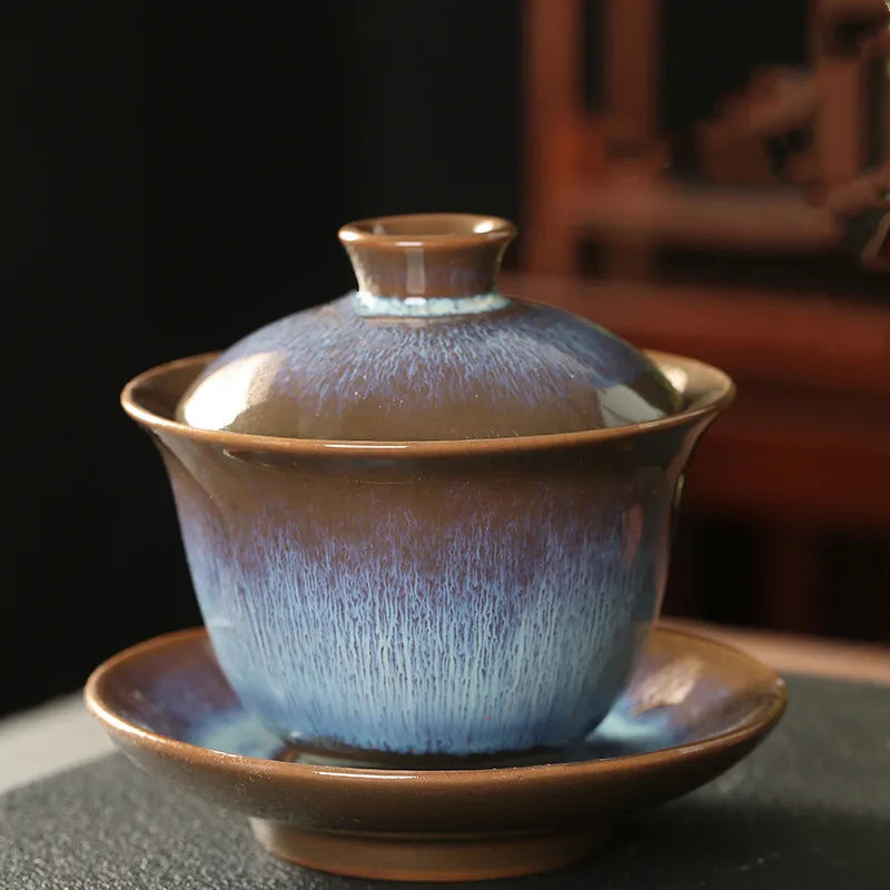 Elegante Juego de Té Kungfu Gaiwan de Cerámica Vintage | Perfecto para Ceremonia