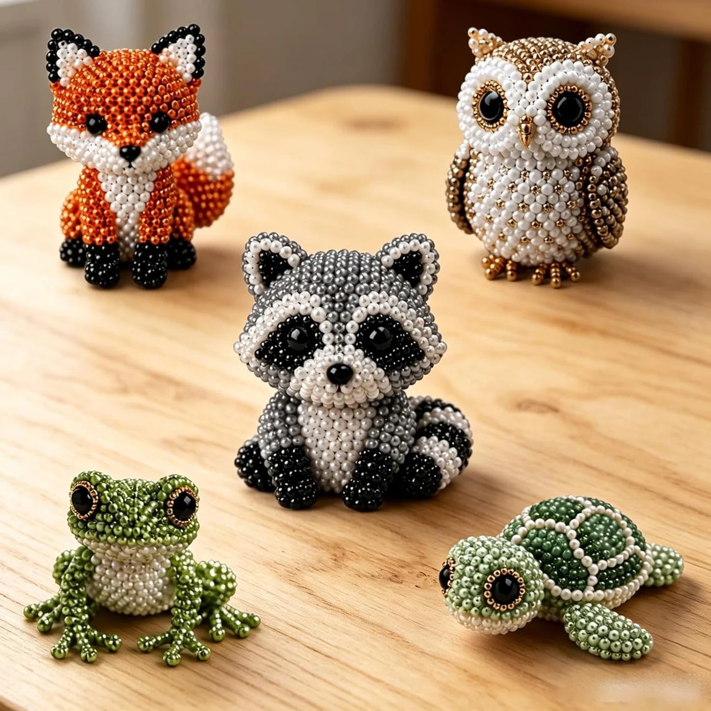 DIY 3D Animals Bead Craft Kit | Colorful Bead Embroidery Set