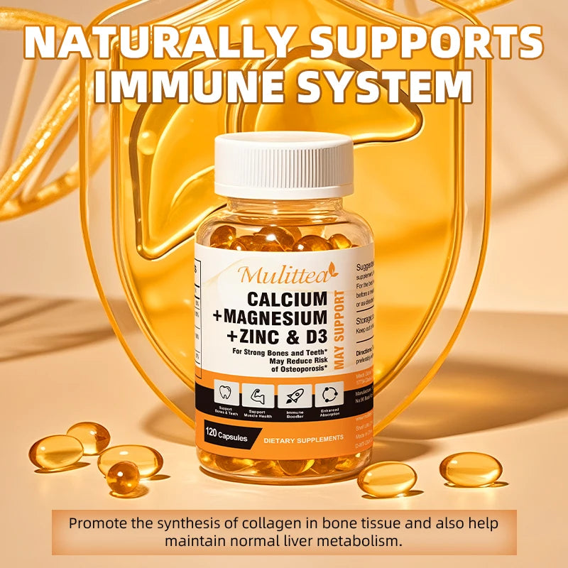 Calcium Magnesium Zinc Capsules with D3 for Strong Bones & Teeth