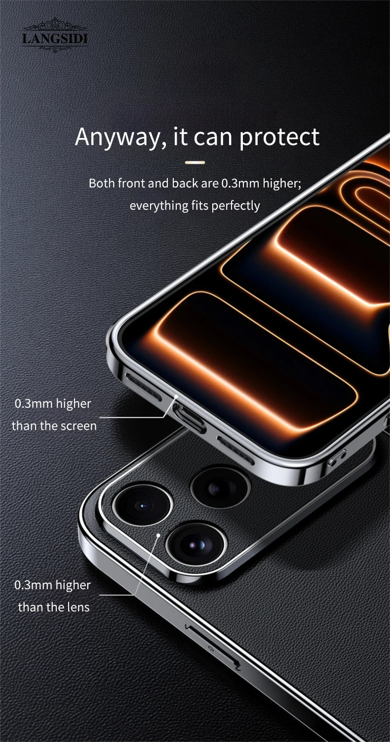 Funda de lujo de piel para iPhone | Protección total de la lente