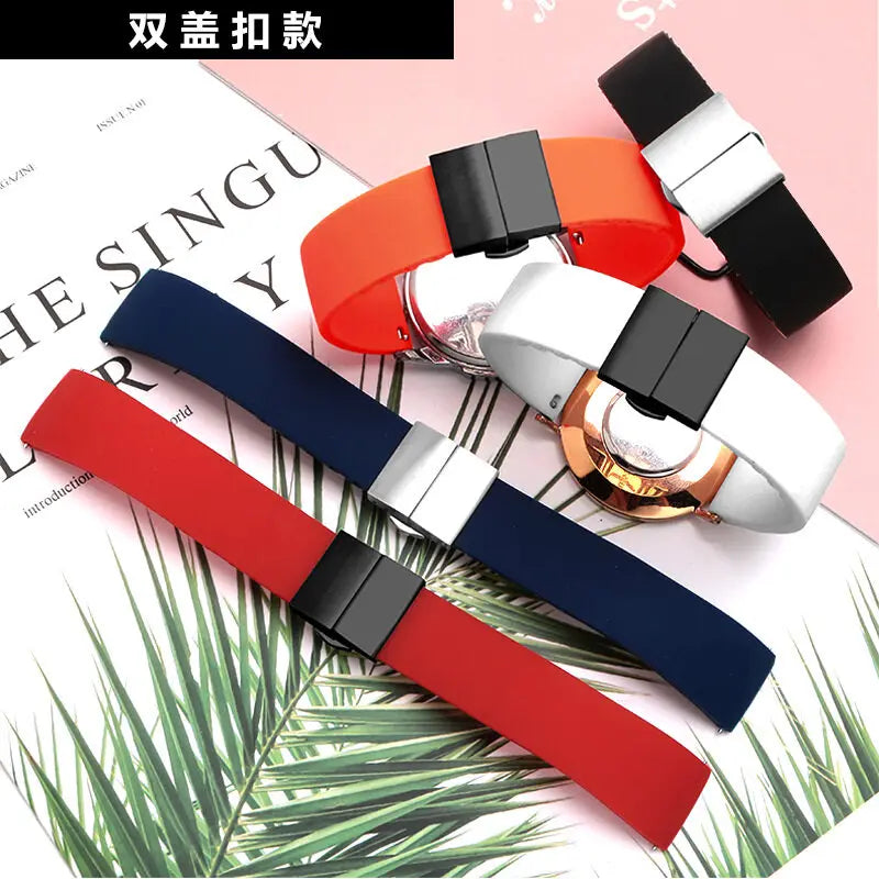 Soft Silicone Quick Release Watchband with Butterfly Buckle