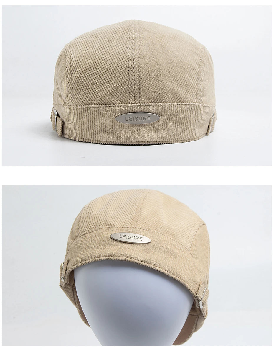 Unisex Corduroy Beret Hat | Vintage Newsboy Cap for All Seasons