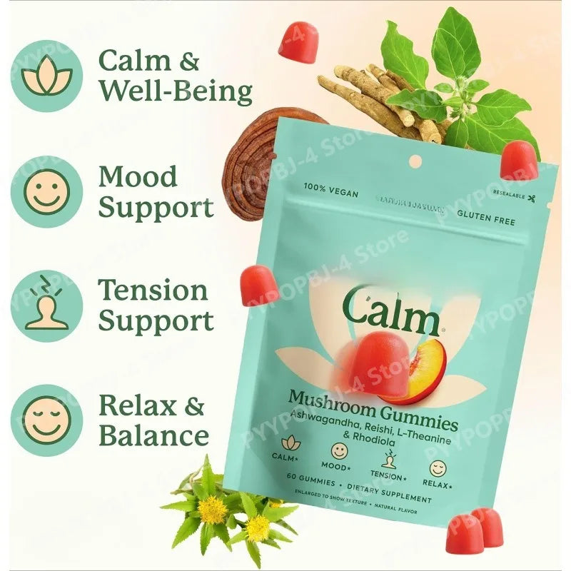 Natural Ashwagandha Mushroom Gummies | Stress Relief & Mood Boost