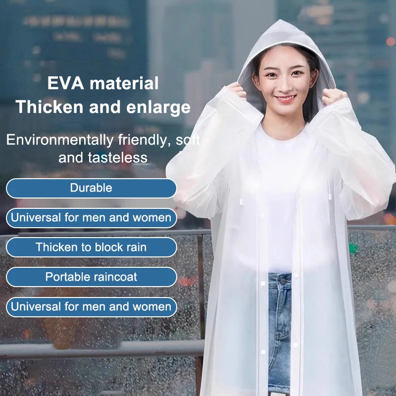 Chubasquero transparente para adultos | Impermeable duradero para viajes al aire libre