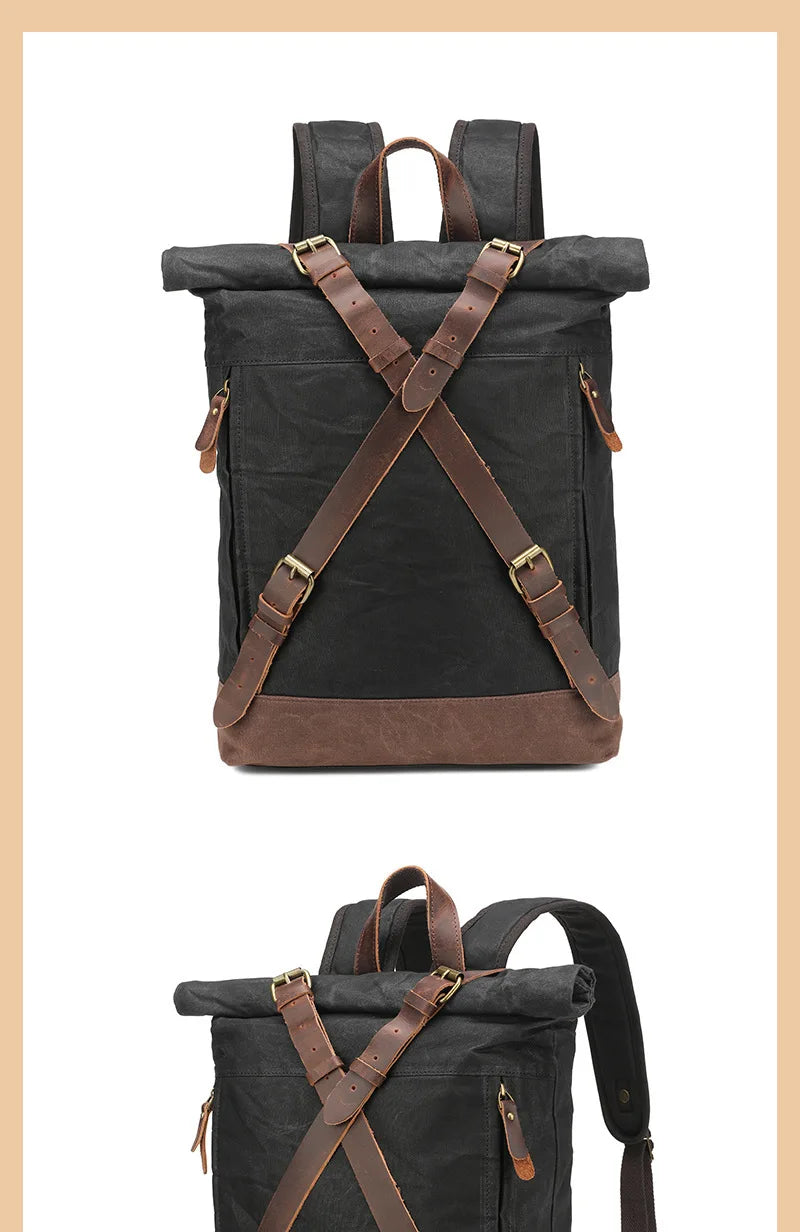 Retro Waterproof Oil Wax Canvas Travel Backpack | Unisex Design