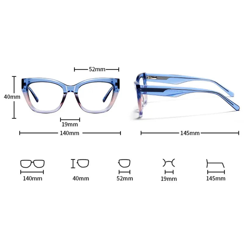 Stylish Cat Eye Acetate Glasses | Blue Light Blocking & Reading Eyewear