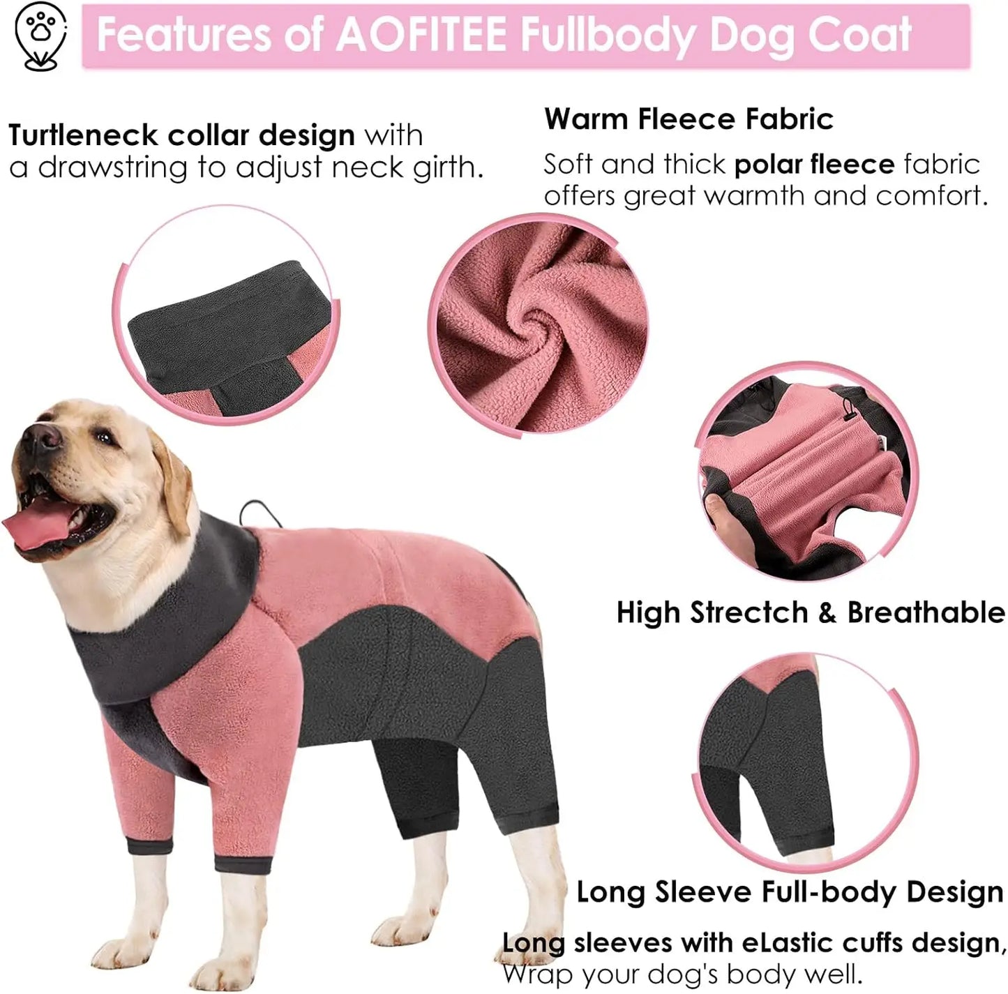 Dog Winter Coat | Warm Pullover Fleece Pajamas for Cold Weather