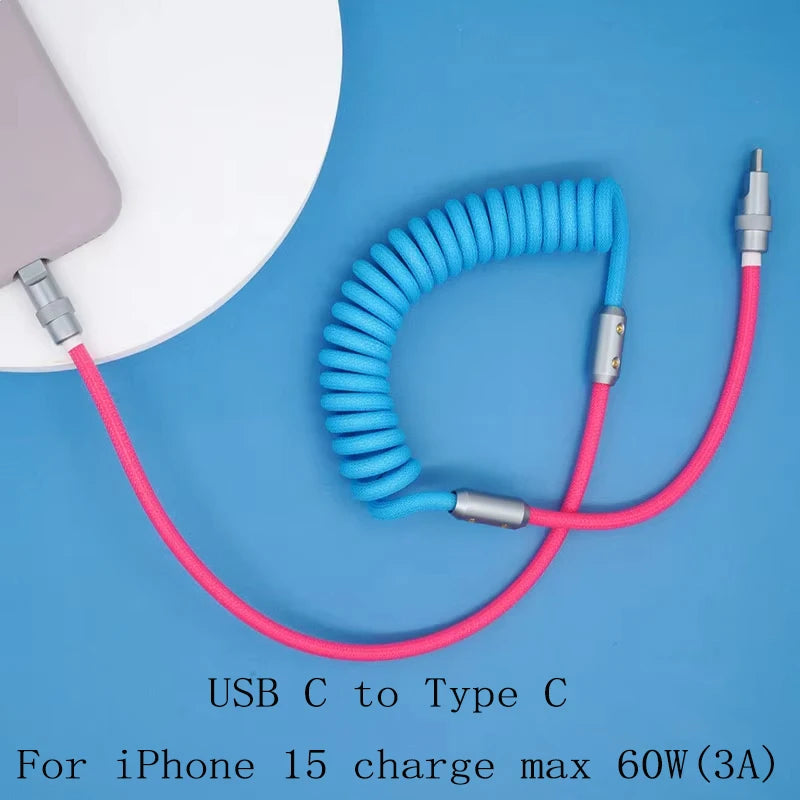Retractable Fast Charging USB C Cable | 100W Spring Charging Solution