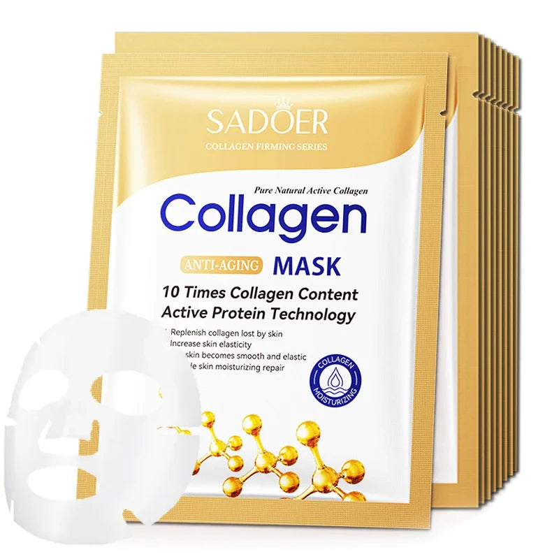 10pcs Anti-Wrinkle Collagen Face Masks | Moisturizing & Brightening