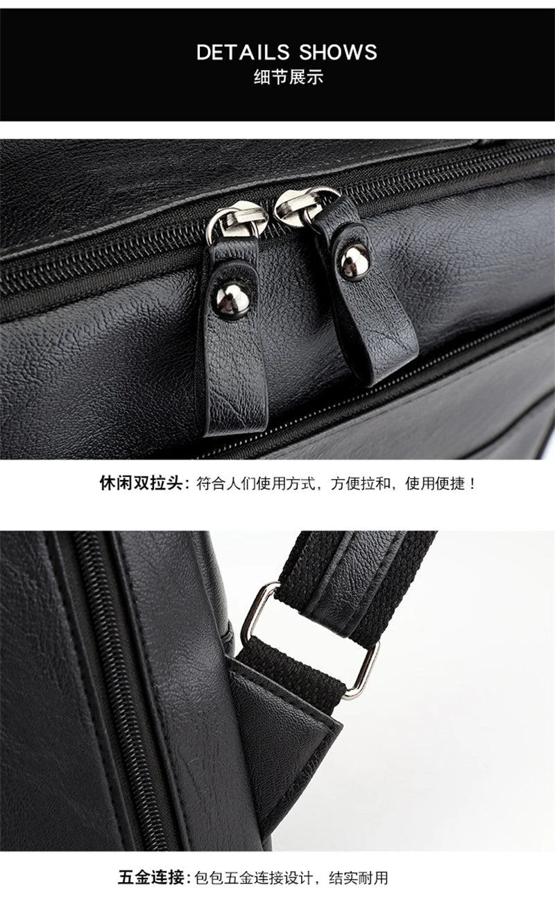 Waterproof PU Leather Business Backpack | Large Capacity USB Rucksack