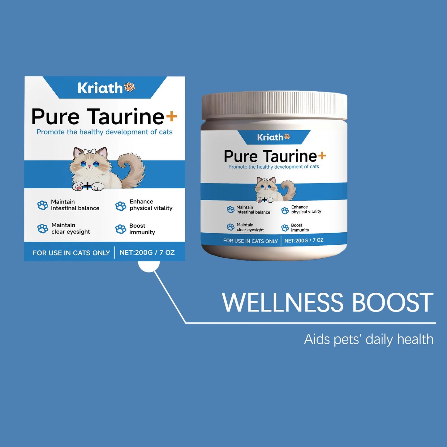 Pure Taurine Powder for Cats | Daily Health Supplement
