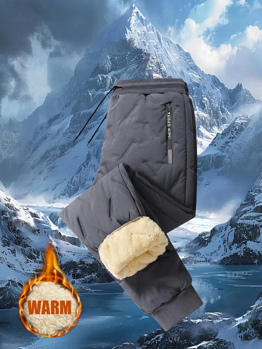 Pantalones de chándal térmicos forrados de felpa para hombre | Pantalones cálidos de invierno
