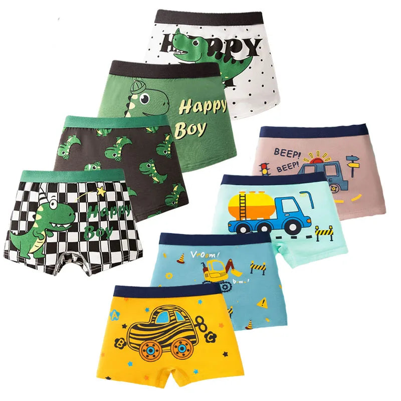 Boys' 4-Pack Cotton Boxer Briefs | Comfortable & Fun Designs