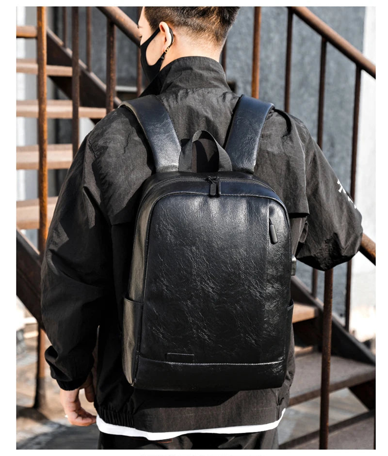 Men's Executive PU Leather Backpack | Stylish Office & Travel Bag