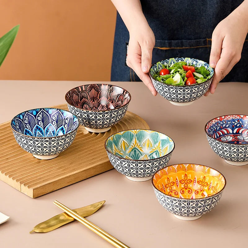 6-Piece Bohemian Mandala Ceramic Bowls | Stylish & Versatile