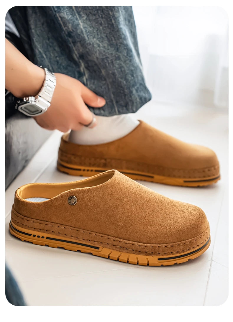 Men's Wide Toe Box Mules | Comfy Slip-On Loafers for Daily Use