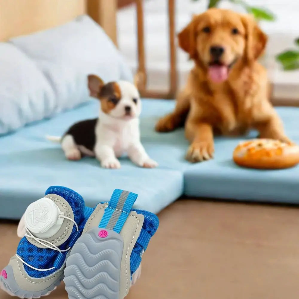 Adjustable Breathable Dog Mesh Shoes | Reflective Pet Boots Set