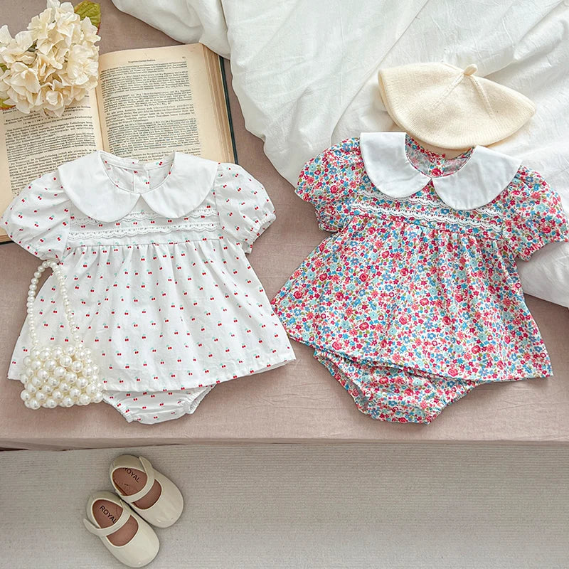 Summer Baby Girls Clothing Set | Floral Puff Sleeve Outfit