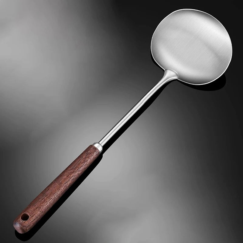 Stainless Steel Wok Spatula with Wooden Handle | Versatile Cooking Utensil