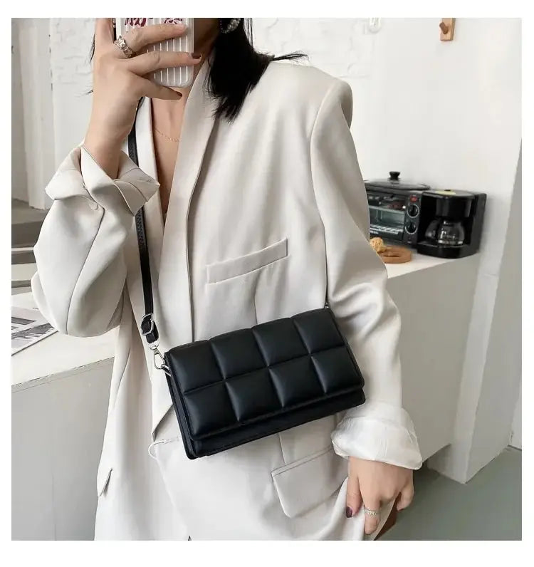 Bolso de hombro elegante de cuero sintético para mujer | Bolso de mano cruzado chic