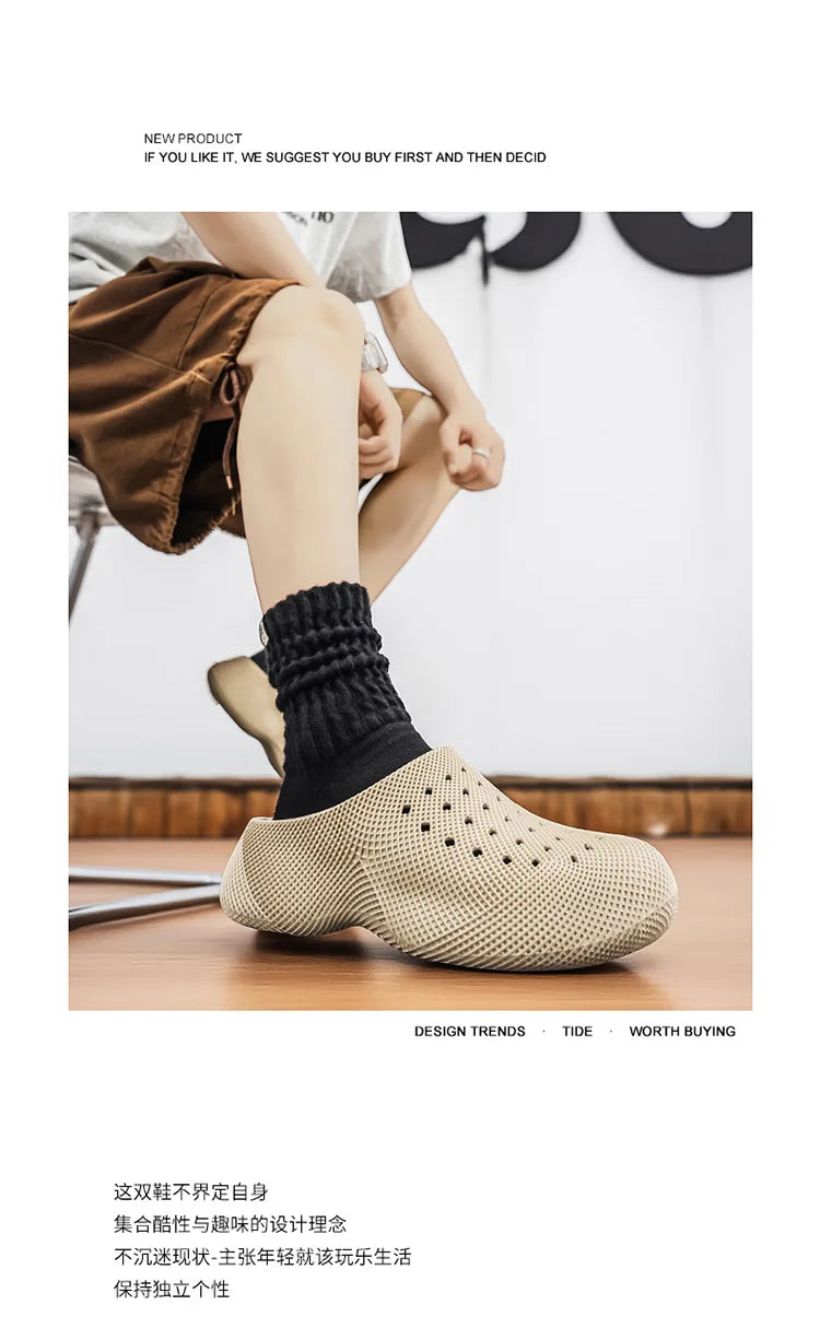Generic Closed Toe Clogs 3d Printed Thick Sole Non Slip Soft Cushion Casual Summer Outdoor Slippers For Men Women Couple