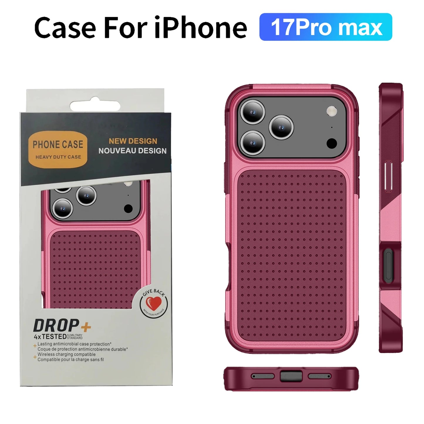 Military Grade 2IN1 Hybrid Armor Phone Case for IPhone 17 Air 16 15 14 Plus 13 12 Pro Max with Packet Box TPU+PC Anti-Drop Cover