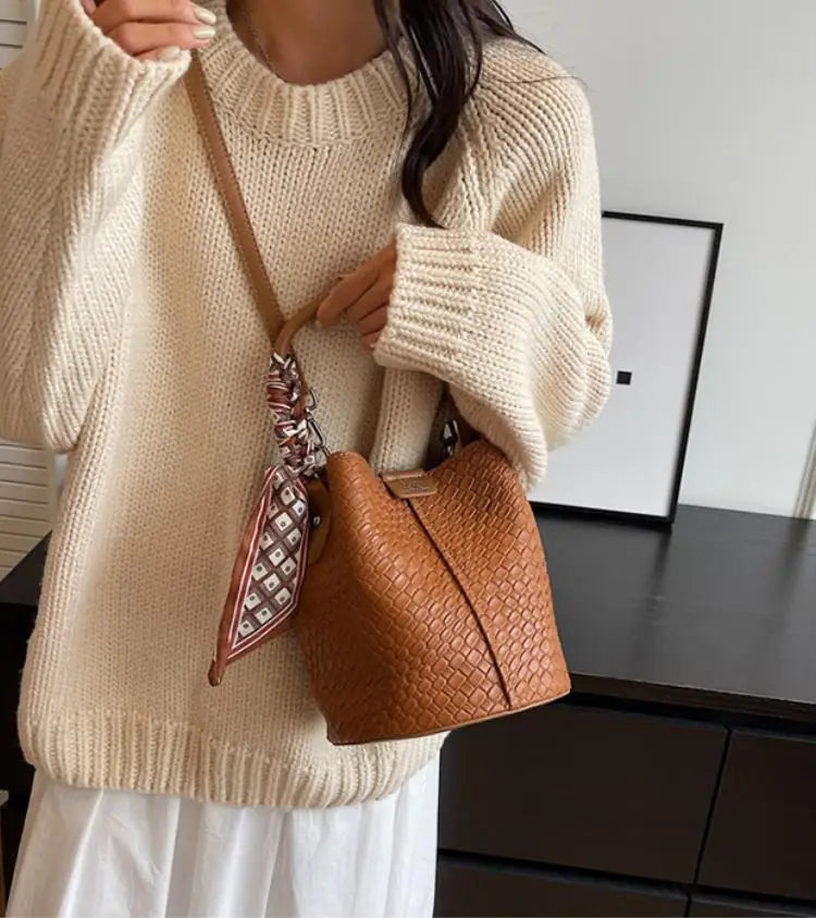 Bolso de cubo chic para mujer | Bolso de mano tejido de moda para cada ocasión