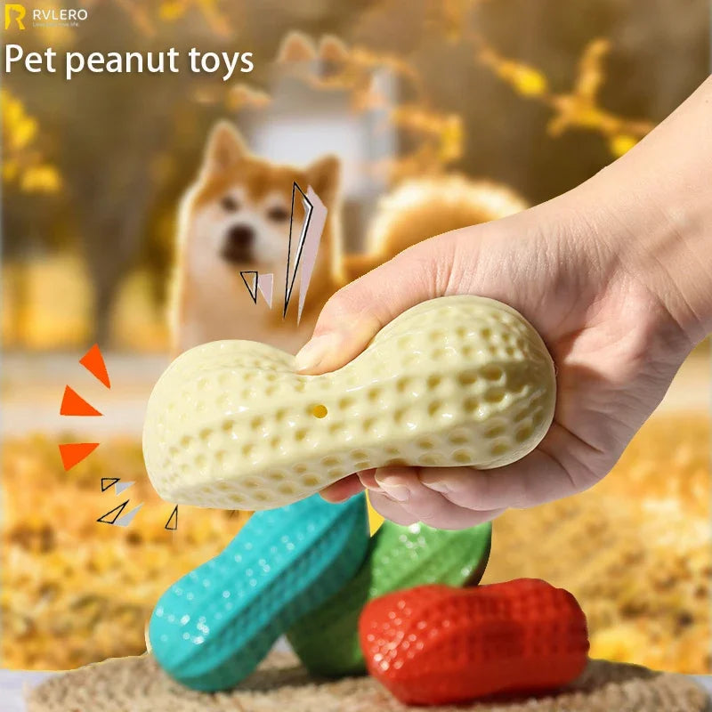 Interactive Dog Chewing Toy | Peanut Shaped Squeaker for Teeth Care