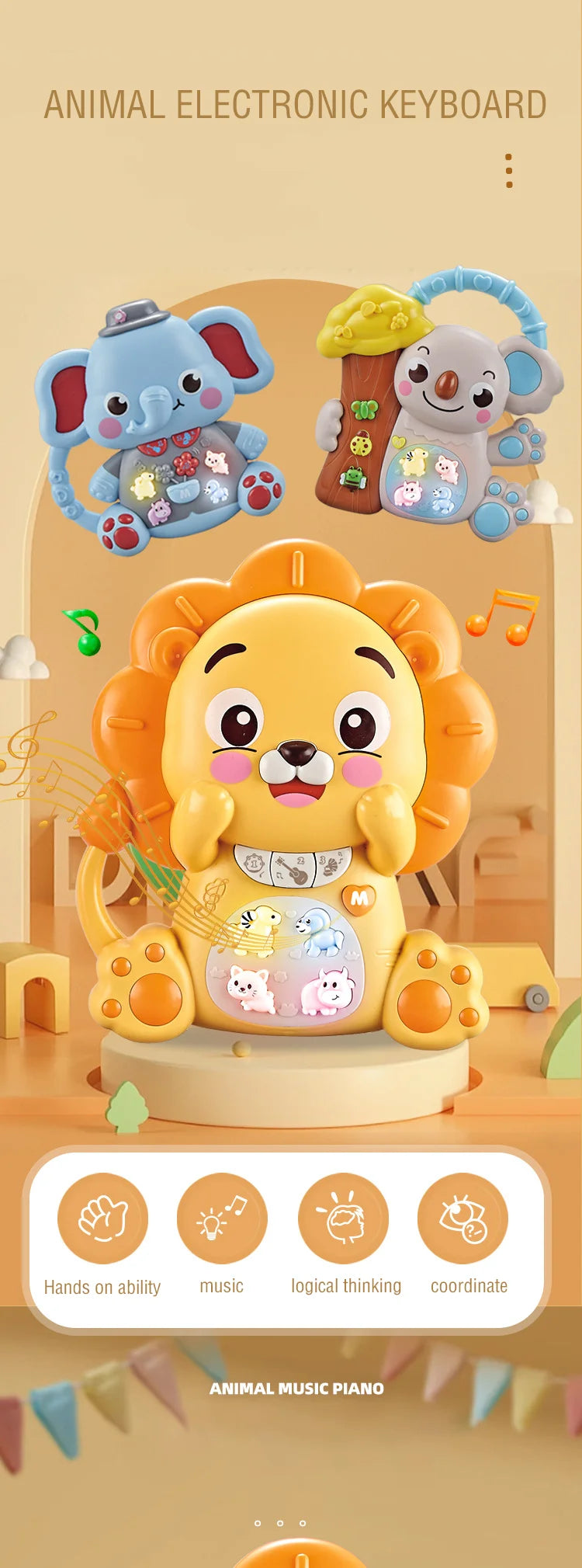 Children's Multifunctional Cartoon Animal Keyboard | Fun Music Toy